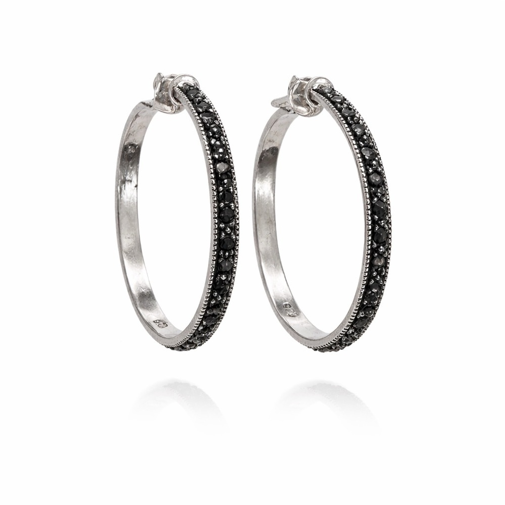 S925 Marcasite Hoop Earrings